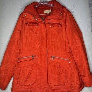 Michael Kors Vibrant Orange Quilted Puffer Jacket L